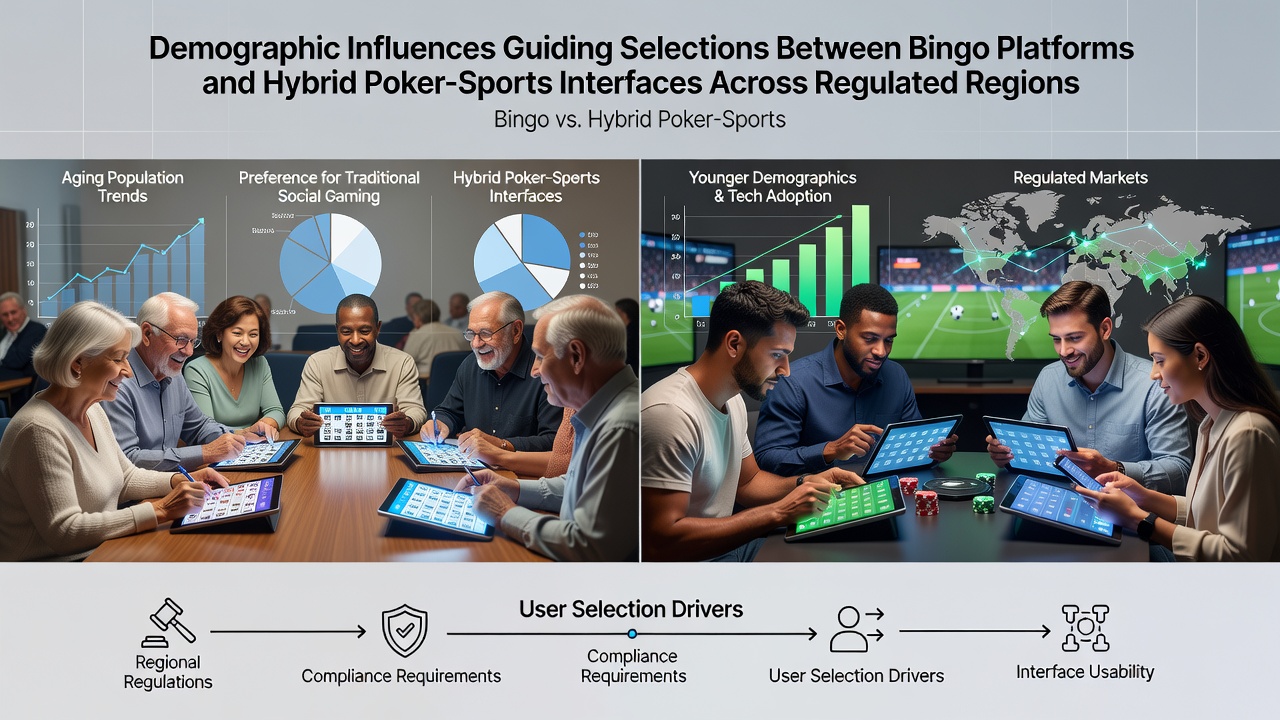 Demographic data charts showing player preferences across age groups and regions for bingo versus hybrid interfaces