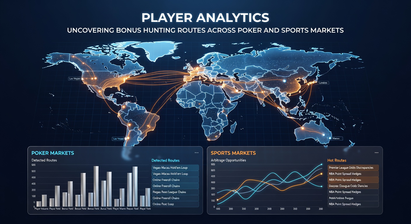 Analytics dashboard displaying player routes for bonus optimization across poker and sports markets