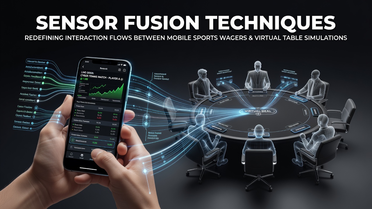 Mobile device displaying fused sensor data overlays during sports betting and virtual table simulation