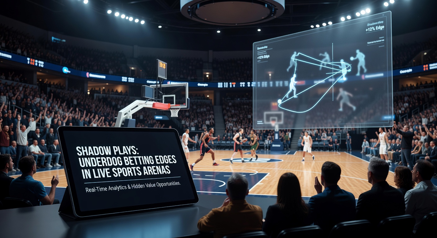 Close-up of basketball players in a live game, with digital odds display showing underdog line surging amid a comeback rally